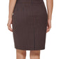 DKNY Women's Faux Wrap Check Pencil Skirt Brown Size 6