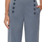 DKNY Women's High Waist Wide Leg Button Front Sailor Pants Blue Size 2