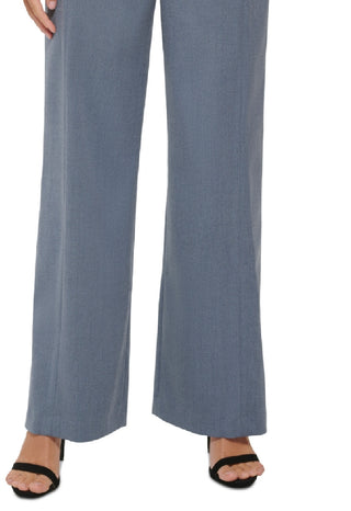 DKNY Women's High Waist Wide Leg Button Front Sailor Pants Blue Size 2