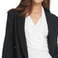 DKNY Women's Faux Leather Cuff Double Breasted Blazer Black Size 8