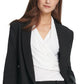 DKNY Women's Faux Leather Cuff Double Breasted Blazer Black Size 2