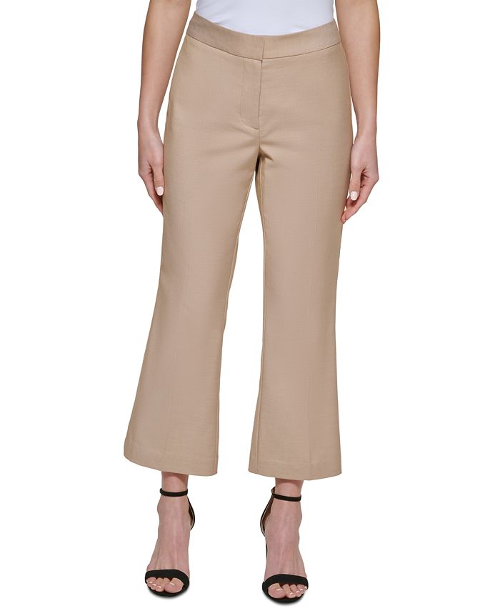 DKNY Women's Mid Rise Cropped Wide Leg Pants Brown Size 12