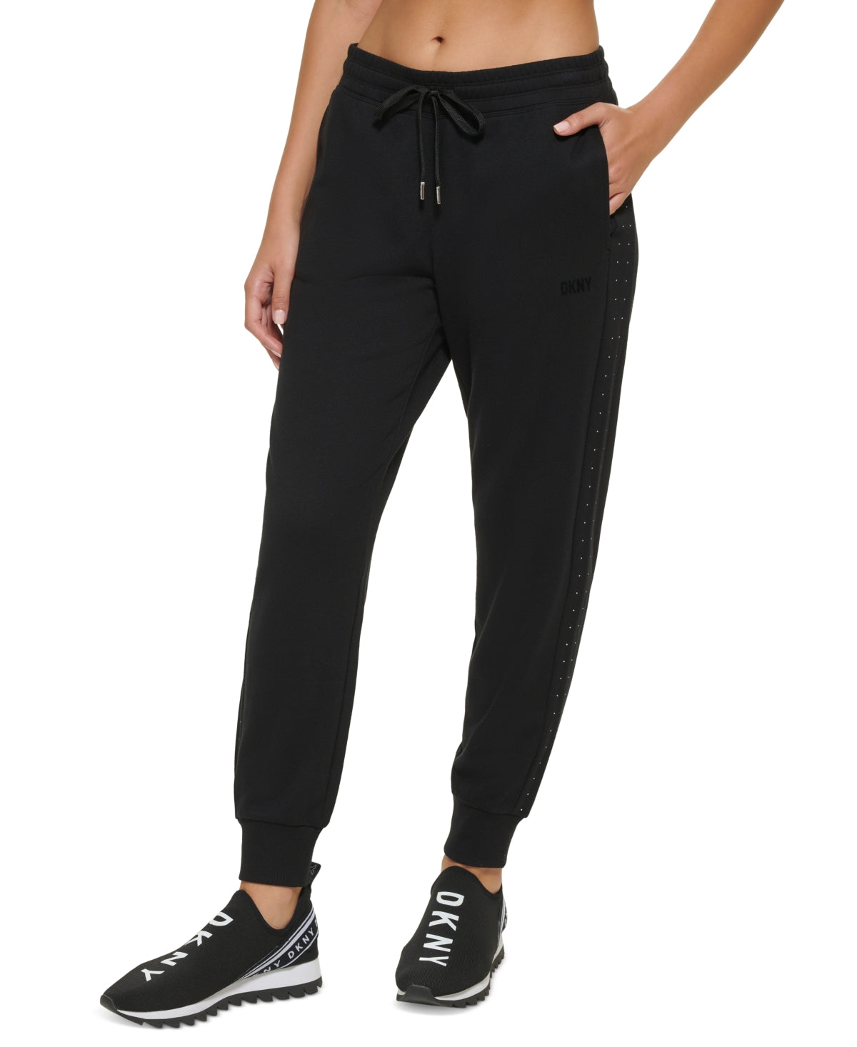 DKNY Women's Rhinestone Jogger Pants Black Size Medium