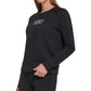DKNY Women's Rhinestone Logo Print Crewneck Sweatshirt Black Size Medium