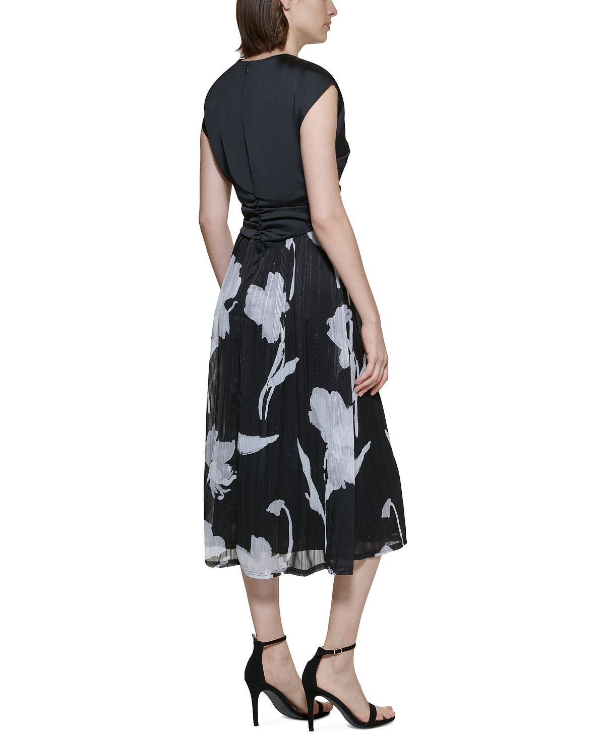 DKNY Women's Cap Sleeve Midi Dress Black Size 6