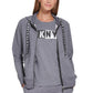 DKNY Women's Metallic Two Tone Logo Hoodie Gray Size X-Large