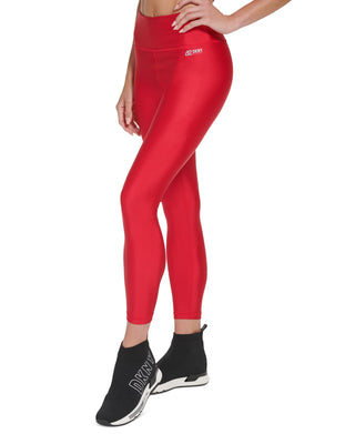 DKNY Women's High Shine 7/8 Leggings Red Size X-Large