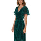 DKNY Women's Burnout Velvet Flutter Sleeve Midi Dress Green Size 14