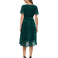 DKNY Women's Burnout Velvet Flutter Sleeve Midi Dress Green Size 6
