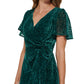 DKNY Women's Burnout Velvet Flutter Sleeve Midi Dress Green Size 6