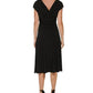 DKNY Women's Ruched V-Neck Midi Dress Black Size 14