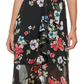 DKNY Women's Floral Print Ruffled Midi Dress Black Size 6