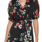 DKNY Women's Floral Print Ruffled Midi Dress Black Size 2