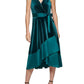 DKNY Women's Mixed Media Surplice V Neck Belted Dress Green Size 12