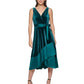 DKNY Women's Mixed Media Surplice V Neck Belted Dress Green Size 2
