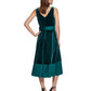 DKNY Women's Mixed Media Surplice V Neck Belted Dress Green Size 2
