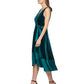 DKNY Women's Mixed Media Surplice V Neck Belted Dress Green Size 2