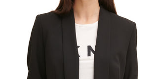 DKNY Women's Open Front Shawl Collar Jacket Black Size 10