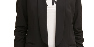 DKNY Women's Open Front Shawl Collar Jacket Black Size 10