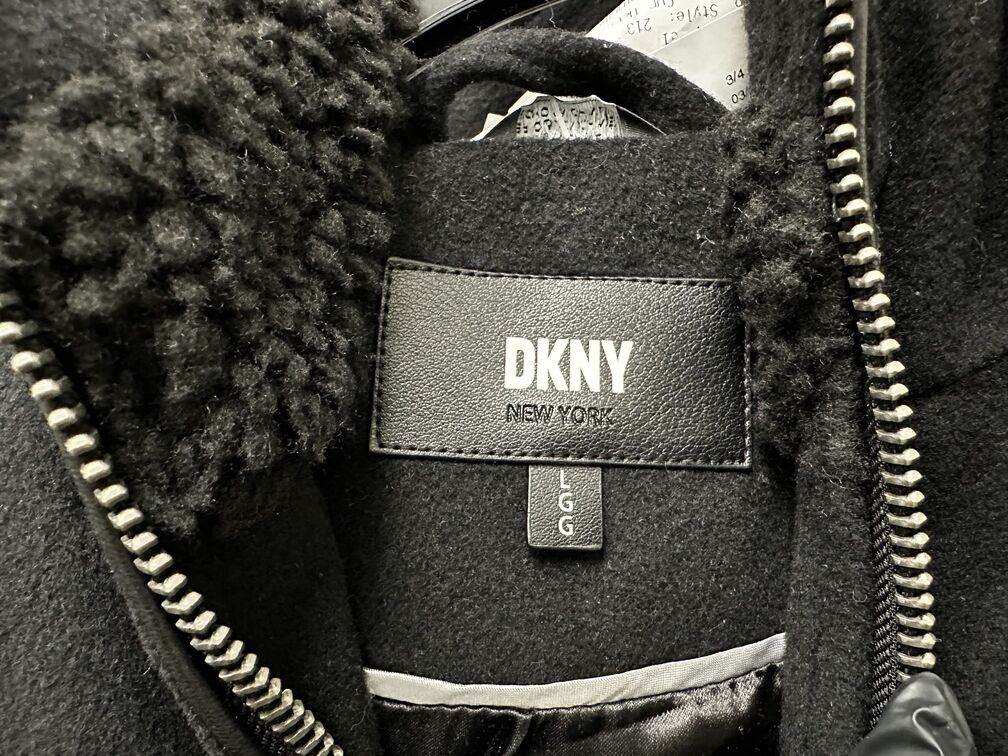 DKNY Women's Hooded Wool Anorak Coat Black Size Large