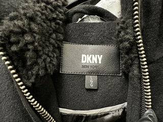DKNY Women's Hooded Wool Anorak Coat Black Size Large