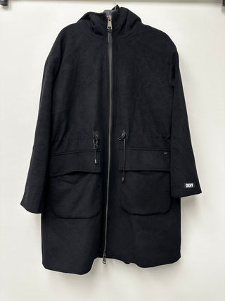 DKNY Women's Hooded Wool Anorak Coat Black Size Large