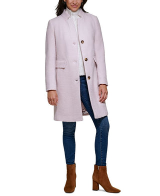 DKNY Women's Single Breasted Boucle Walker Coat Purple Size Medium