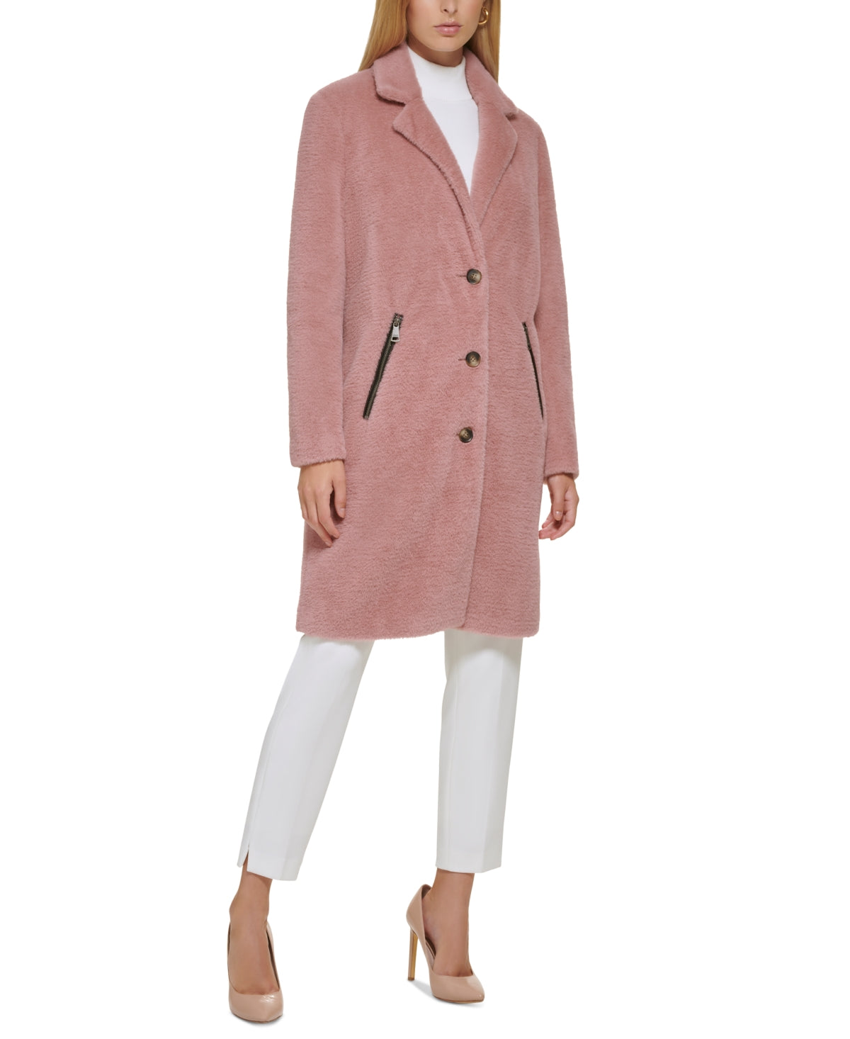 DKNY Women's Walker Coat Pink Size X-Small