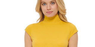 DKNY Women's Sleeveless Turtleneck Yellow Size Large