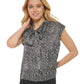 DKNY Women's Printed Tie V Neck Black Size X-Small