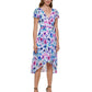 DKNY Women's Zippered Sheer Lined Floral Flutter Sleeve Surplice Neckline Midi Wear To Work Faux Wrap Dress White Size 14