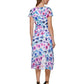 DKNY Women's Zippered Sheer Lined Floral Flutter Sleeve Surplice Neckline Midi Wear To Work Faux Wrap Dress White Size 14