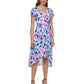 DKNY Women's Floral Print Faux Wrap Dress Blue Size 8