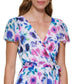 DKNY Women's Floral Print Faux Wrap Dress Blue Size 4