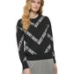 DKNY Women's Allover Logo Long Sleeve Crewneck Sweater Black Size X-Small
