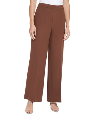 DKNY Women's High Rise Wide Leg Side Zip Pants Brown Size 16 Petite