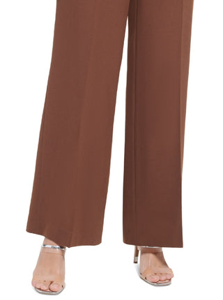 DKNY Women's High Rise Wide Leg Side Zip Pants Brown Size 16 Petite