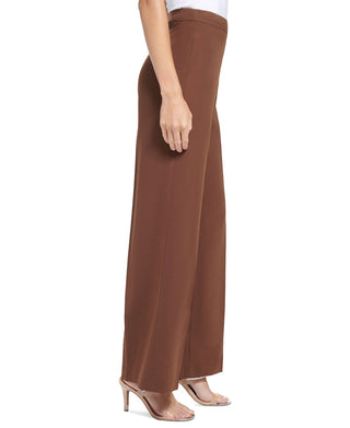 DKNY Women's High Rise Wide Leg Side Zip Pants Brown Size 8Petite