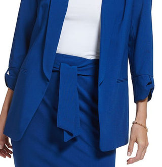 DKNY Women's Madison Tab Sleeve One Button Blazer Blue Size 4 Petite