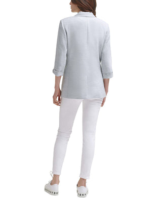 DKNY Women's Shawl Collar 3/4 Sleeve Blazer Blue Size 6Petite