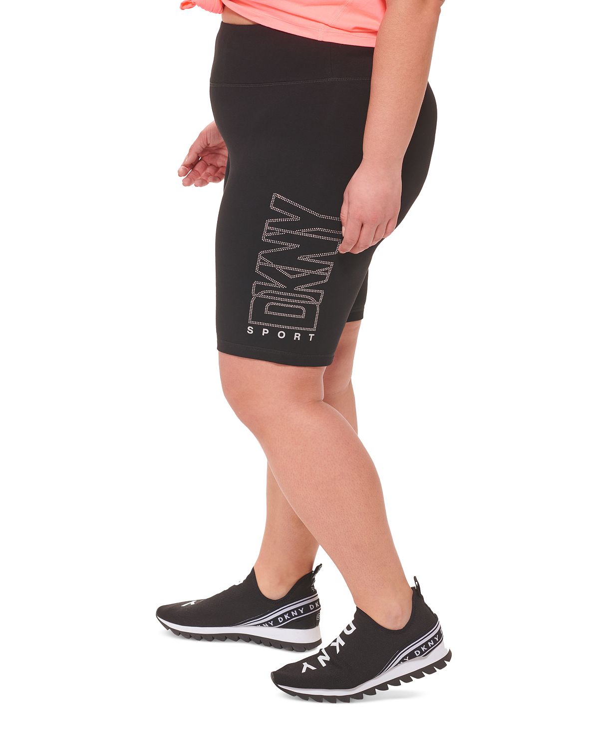 DKNY Women's Embellished Logo Bike Shorts Black Size 3X