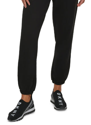 DKNY Women's Metallic Logo Sweatpant Jogger Black Size X-Small