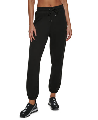 DKNY Women's Metallic Logo Sweatpant Jogger Black Size X-Small