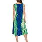 DKNY Women's Printed Side Ruched Midi Dress Green Size 16