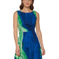 DKNY Women's Printed Side Ruched Midi Dress Green Size 16