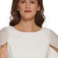 DKNY Women's Solid Capelet Dress White Size 16