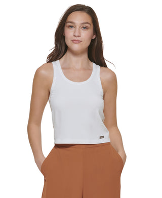 DKNY Women's Ribbed Tank Top White Size Small