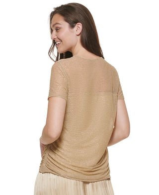 DKNY Women's Mesh Top Yellow Size Large