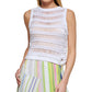 DKNY Women's Open Weave Sleeveless Sweater White Size Small