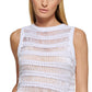 DKNY Women's Open Weave Sleeveless Sweater White Size Small